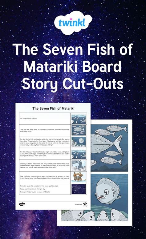 The Seven Fish Of Matariki Board Story Cut Outs Is Shown In This Image