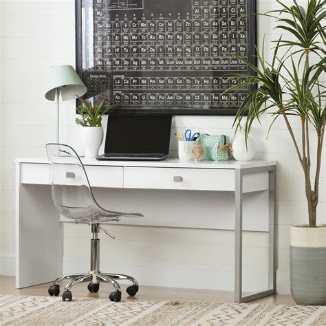 South Shore Interface Pure White Desk With 2 Drawers 10536 The Home Depot