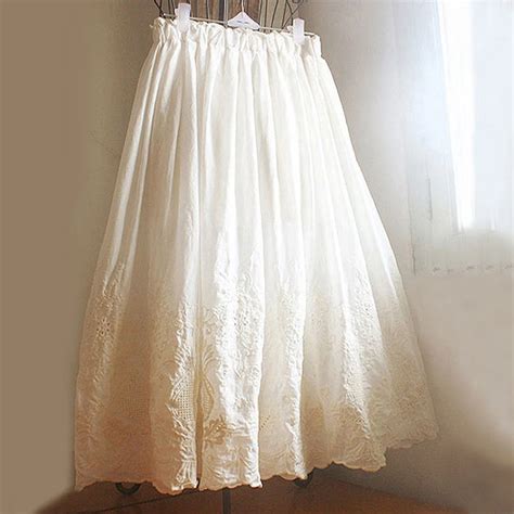 Fairy Cotton Lace Skirt The Cottagecore Womens Skirt Mid Calf Skirt