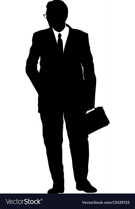 Silhouette Businessman Man In Suit With Tie On A Vector Image