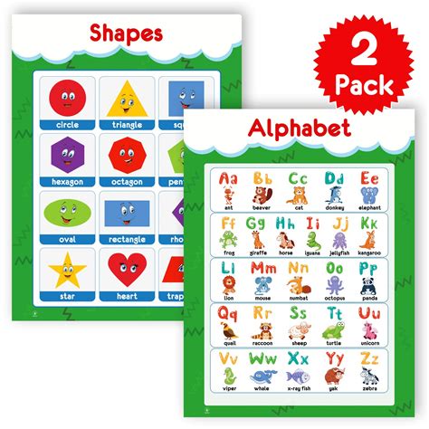 Buy 2 Pack Alphabet ABC Chart Shapes Perfect Homeschool Supplies