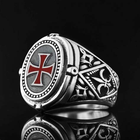 Red Cross Christian Ring Silver Knights Templar Ring The Etsy
