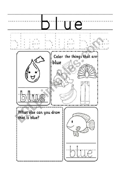 Color Blue Printable Color Trace And Write Color Work