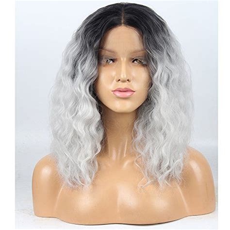 Stylistlee 250 Density 2 Tone Wigs For Women Ombre Gray Synthetic Lace