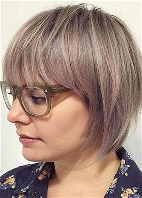 Bob Hairstyle With Fringes Synthetic Hair Women Wig 14 Inches Bob