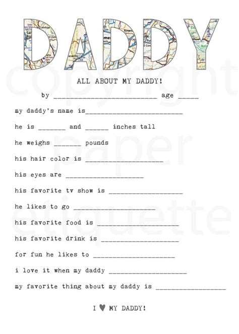 All About Daddy Free Printable Web The Free All About Dad Printable Printable Templates Free