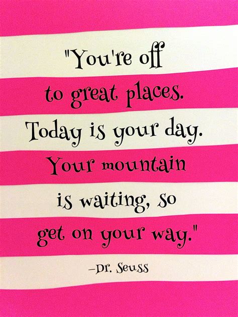 Oh The Places Youll Go Dr Seuss Wall Quote Hot Pink