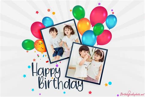 Happy Birthday Card With Double Photo Frames