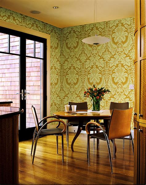 Yellow Wallpaper Contemporary Dining Room Other By