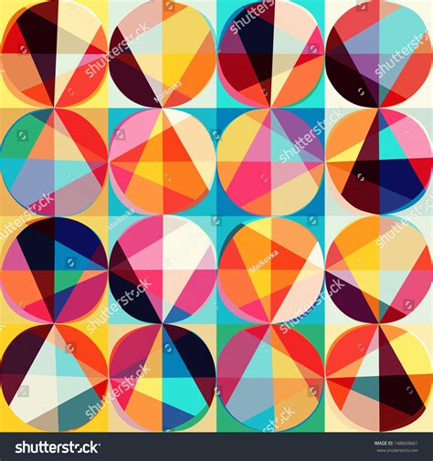 Vector Geometric Pattern Of Circles And Triangles Colored Circles