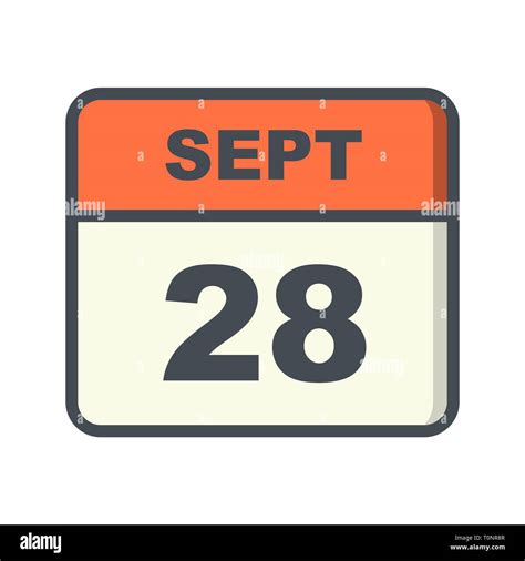 September 28th Date On A Single Day Calendar Stock Photo Alamy