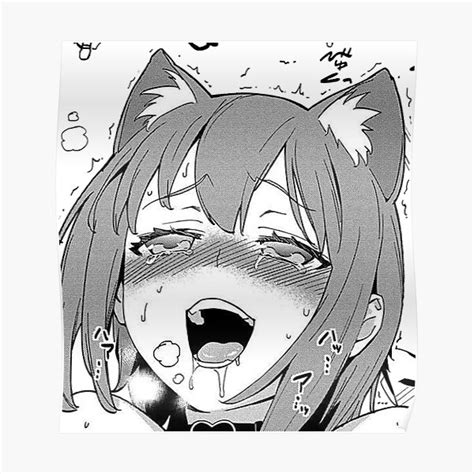 Cute Ahegao Cat Poster By Mengarda Redbubble