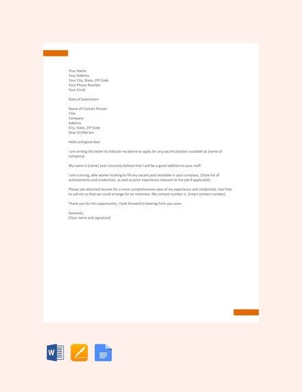 In your letter, you may also want to show your. 29+ Job Application Letter Examples - PDF, DOC | Free ...