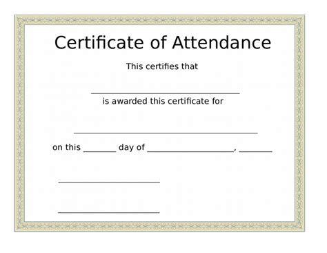 Editable Free Printable Certificate Of Attendance Template