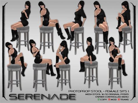 Second Life Marketplace Serenade Photoprop Stool Female Sits 1