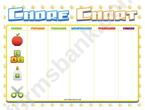 Daycare Weekly Chore Chart Printable Pdf Download