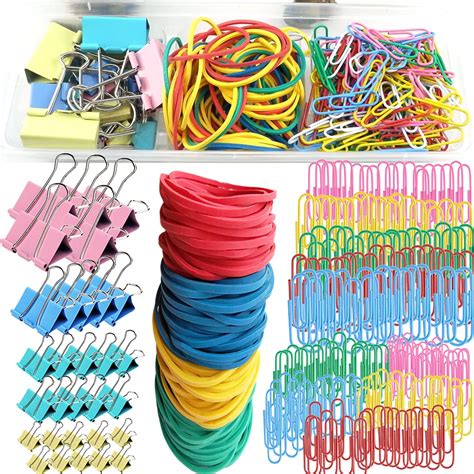 330 Pcs Paper Clips Binder Clips And Rubber Bands Combination Set