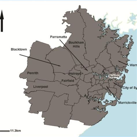 Map Of Sydney Metropolitan Area Indicating Local Government Area Lga