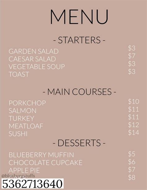 Bloxburg menu codes can offer you many choices to save money thanks to 24 active results. Pin by bloxburgstuffs on cafés & restaurants in 2020 | Cafe menu, Menu, Blue berry muffins