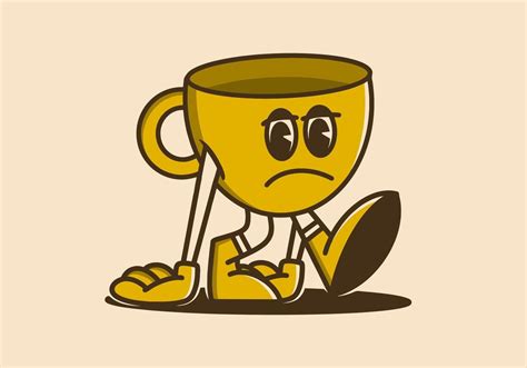 Mascot Character Design Of A Sad Coffee Cup 20526869 Vector Art At Vecteezy