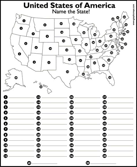Fill In The Blank United States Map For Kids Fill In The Blank United