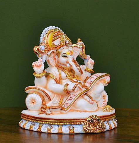 Lord Ganesh Statue In Culture Marble Majestic Lord Ganesha Etsy