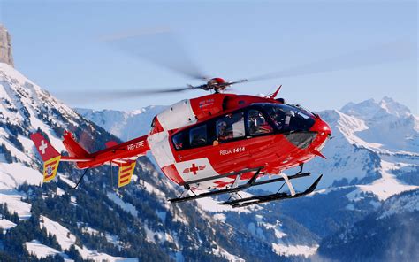 Eurocopter Ec Light Helicopter Rescue Helicopter Mountains Alps Medical