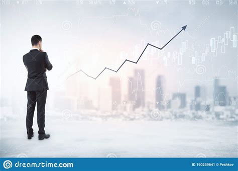 Unrecognizable Businessman Standing On Abstract City Background Stock
