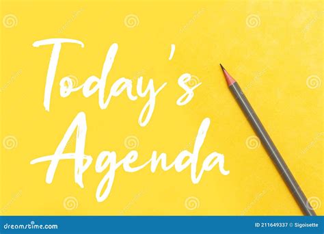 Today``s Agenda Concept With Pencil On Yellow Background Stock Image