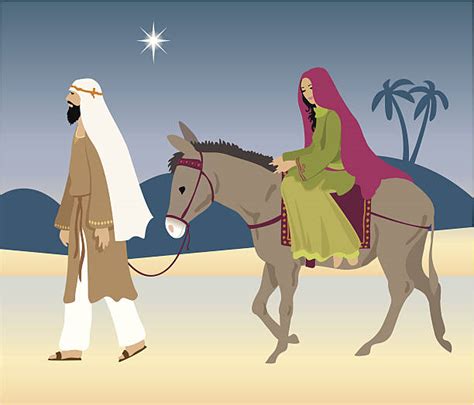 700 Mary And Joseph On A Donkey Stock Illustrations Royalty Free