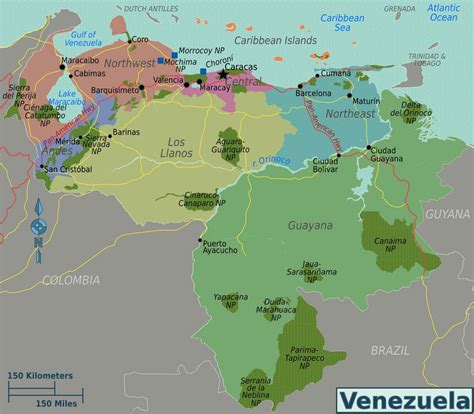Большая карта регионов Венесуэлы Венесуэла Южная Америка Maps Of