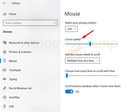 Mouse Cursor Speed In Settings Windowschimp