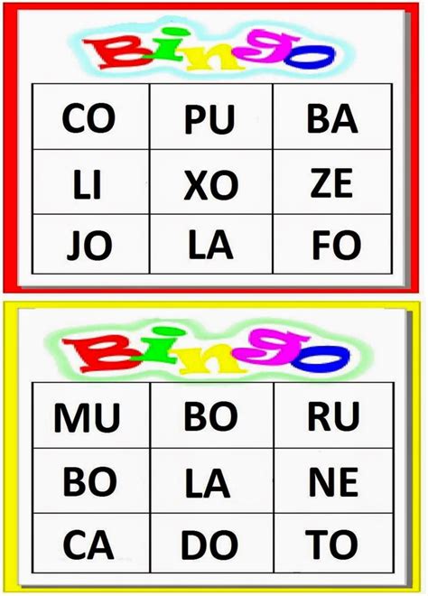 Danieducar Bingo Das Silabas Bingo Educativo De Alfabetizacao Bingo Images