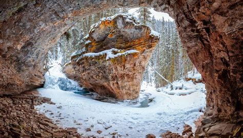 Johnston Canyon In Banff National Park Alberta In Winter Stock Image