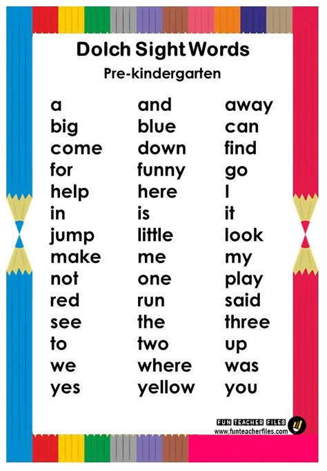 Free Printable 50 Sight Word Mastery Checklist Kindergarten Klocities