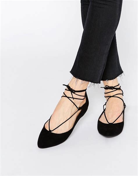New Look New Look Lace Up Ballet Flat Shoe At Asos
