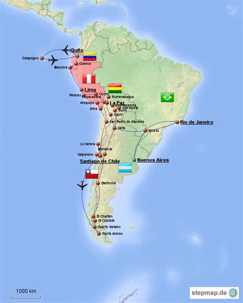 Stepmap Südamerika Reiseteil 1 Landkarte Für Südamerika