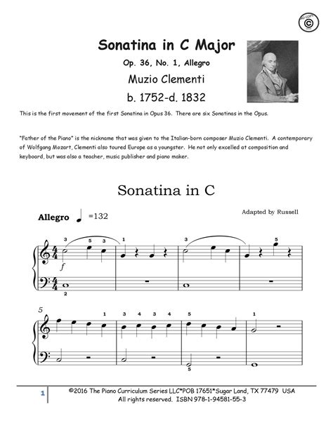 Sonatina In C Major Op 36 No 1 Allegro Adapted Classic The Piano