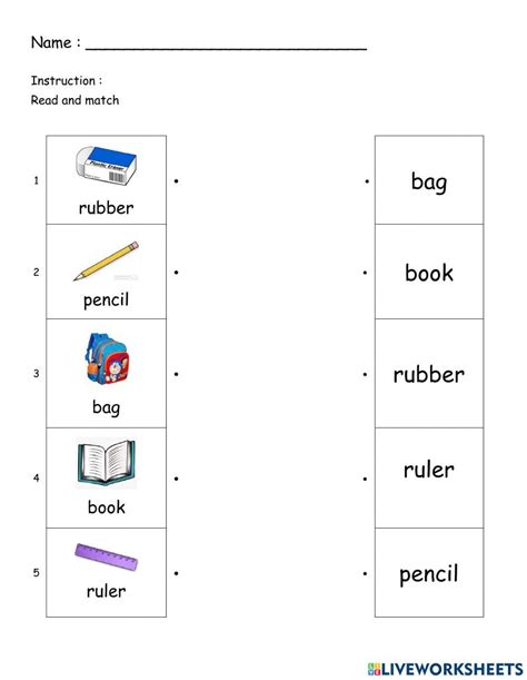 My Classroom Object Match Worksheet Live Worksheets