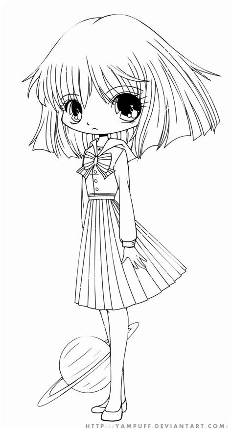 Anime Coloring Page Kawaii Beautiful Cute Anime Coloring Pages
