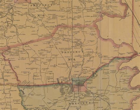 Precinct 4 Danville Boyle County Kentucky 1876 Old Town Map Custom