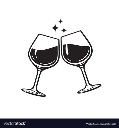 two glasses wine cheers with wineglasses vector image