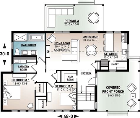 House Plan 76527 Modern Style With 1200 Sq Ft 2 Bed 1 Bath