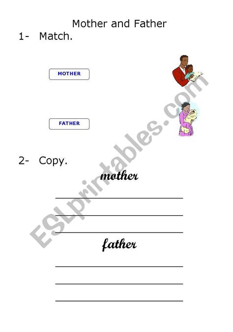 English Worksheets Mother And Father