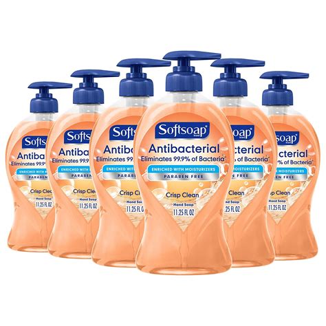 6 Pack Softsoap Antibacterial Liquid Hand Soap Pump Crisp Clean 11