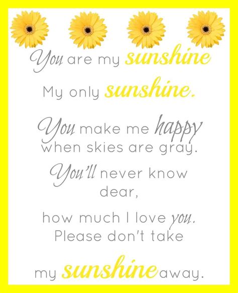 You Are My Sunshine Printable Simple Living Mama