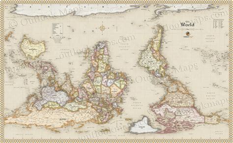 Upside Down Antique World Map Flipping Geography On Its Head Map