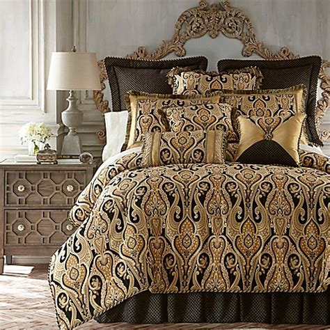 Bedford paisley floral black/yellow king comforter set. Austin Horn Classics Alexandria Reversible Comforter Set ...