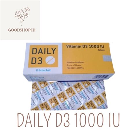 Jual Daily D3 Vitamin D3 1000 Iu Per Box 60 Tablet Indonesiashopee Indonesia