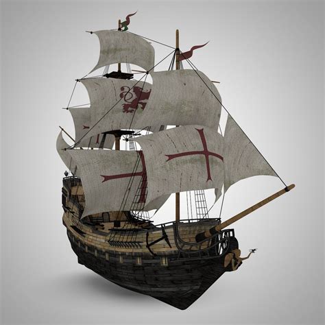 Pirate Ship Queen Annes Revenge 3d Model 99 Blend Dae Fbx Obj